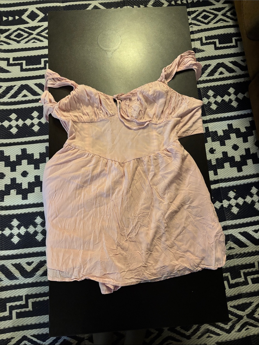 Hollister Light Pink Ruched Tie-Strap dress with built in shorts